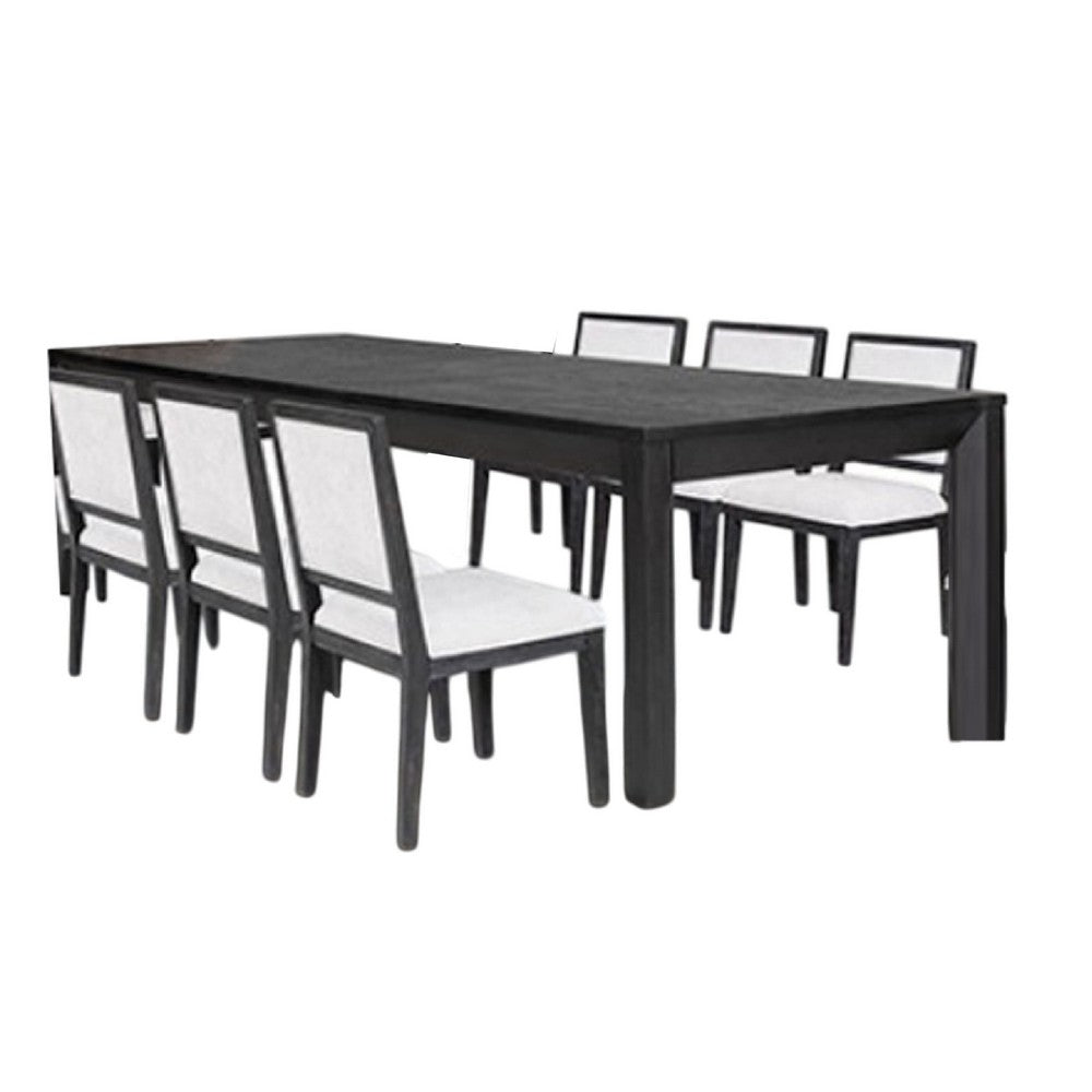 Kizie 7pc Dining Table Set | 94-118" Extendable | Black Wood Chairs
