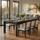 Kizie 7pc Dining Table Set | 94-118" Extendable | Black Wood Chairs