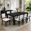 Kizie 9pc Dining Table Set | 94-118" Extendable | Black Wood Chairs