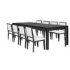 Kizie 9pc Dining Table Set | 94-118" Extendable | Black Wood Chairs