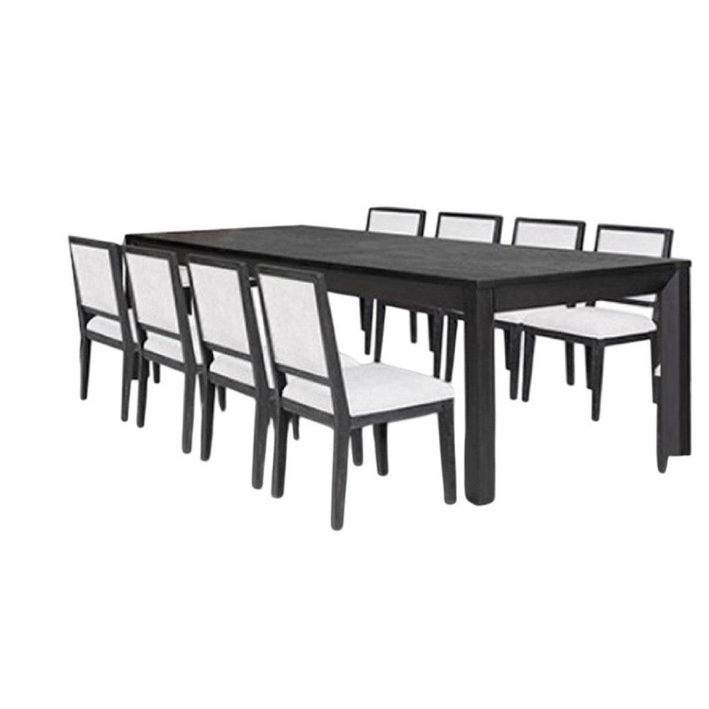 Kizie 9pc Dining Table Set | 94-118" Extendable | Black Wood Chairs