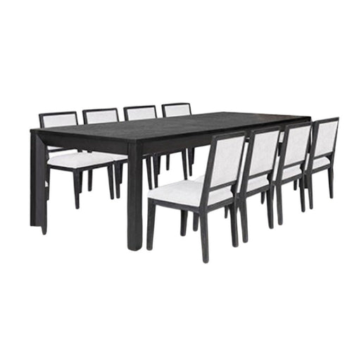 Kizie 9pc Dining Table Set | 94-118" Extendable | Black Wood Chairs