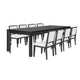 Kizie 9pc Dining Table Set | 94-118" Extendable | Black Wood Chairs