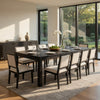 Kizie 9pc Dining Table Set | 94-118" Extendable | Black Wood Chairs