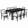 Kizie 9pc Dining Table Set | 94-118" Extendable | Black Wood Chairs