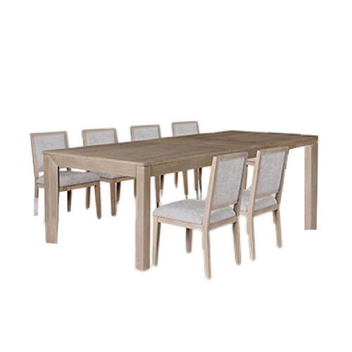 Kizie 7pc Dining Table Set | 94-118" Extendable | Tawny Brown Chairs