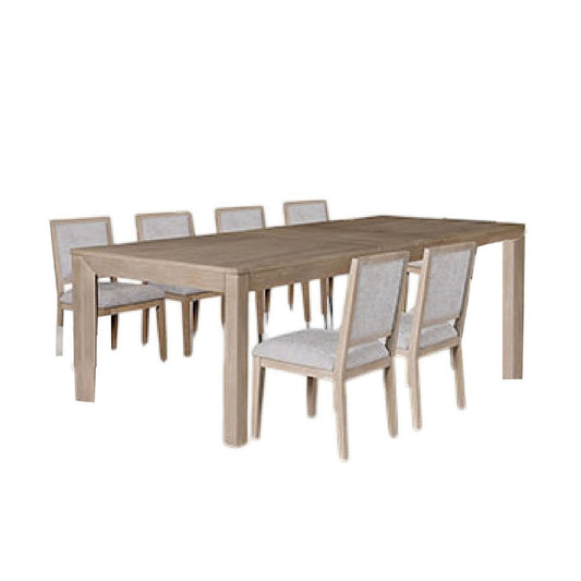 Kizie 7pc Dining Table Set | 94-118" Extendable | Tawny Brown Chairs