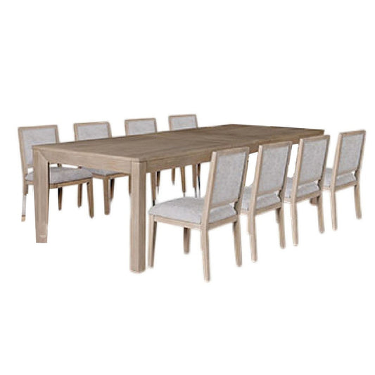 Kizie 9pc Dining Table Set | 94-118" Extendable | Tawny Brown Chairs