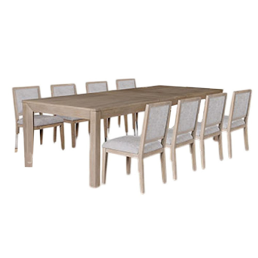 Kizie 9pc Dining Table Set | 94-118" Extendable | Tawny Brown Chairs