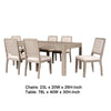 Giva 7pc Dining Table Set | 6 Polyester Chairs | Natural Brown Wood BM333521