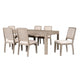 Giva 7pc Dining Table Set | 6 Polyester Chairs | Natural Brown Wood