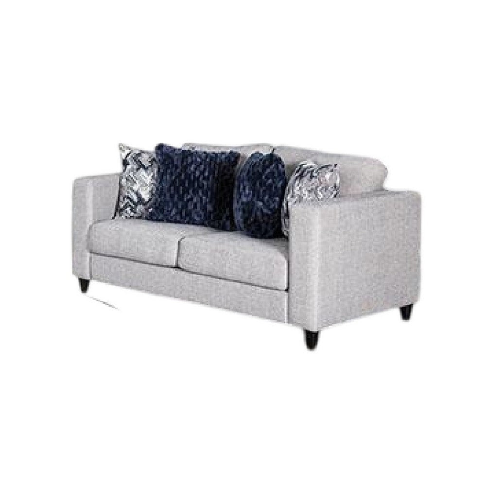 Harie 2pc Sofa Loveseat Set | 9 Accent Pillows | Light Gray Chenille BM333522