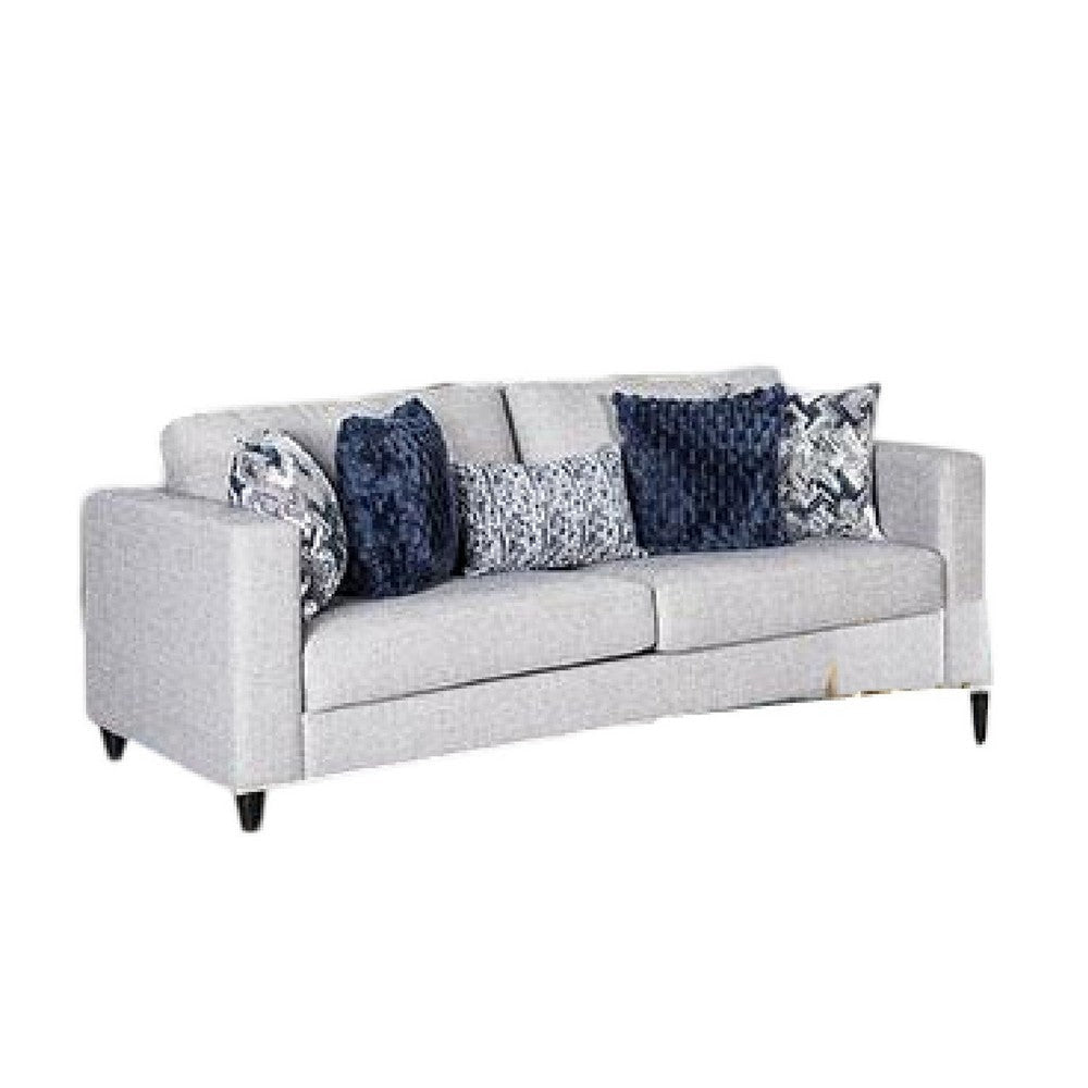 Harie 2pc Sofa Loveseat Set | 9 Accent Pillows | Light Gray Chenille BM333522