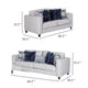Harie 2pc Sofa Loveseat Set | 9 Accent Pillows | Light Gray Chenille BM333522
