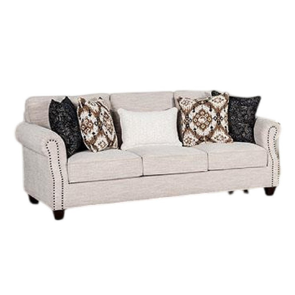 Serra 2pc Sofa and Loveseat Set | 9 Accent Pillows | Greige Polyester BM333523