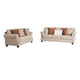 Bonie Sofa and Loveseat Set | Rolled Arms | 9 Pillow | Taupe Polyester