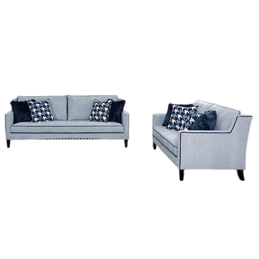 Colin 2pc Sofa Loveseat Set | 8 Throw Pillows | Gray Blue Polyester BM333525