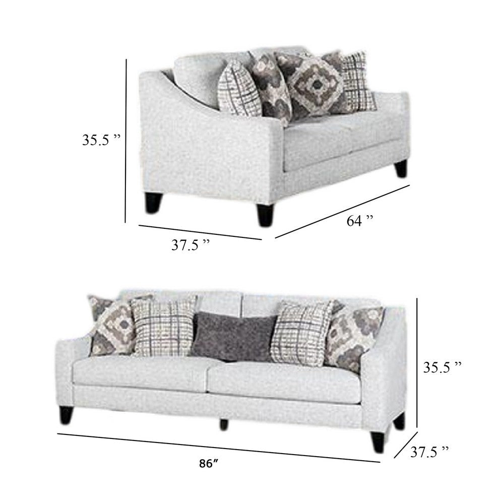 Riana 2pc Sofa Loveseat Set | 9 Accent Pillows | Modern White Black BM333526