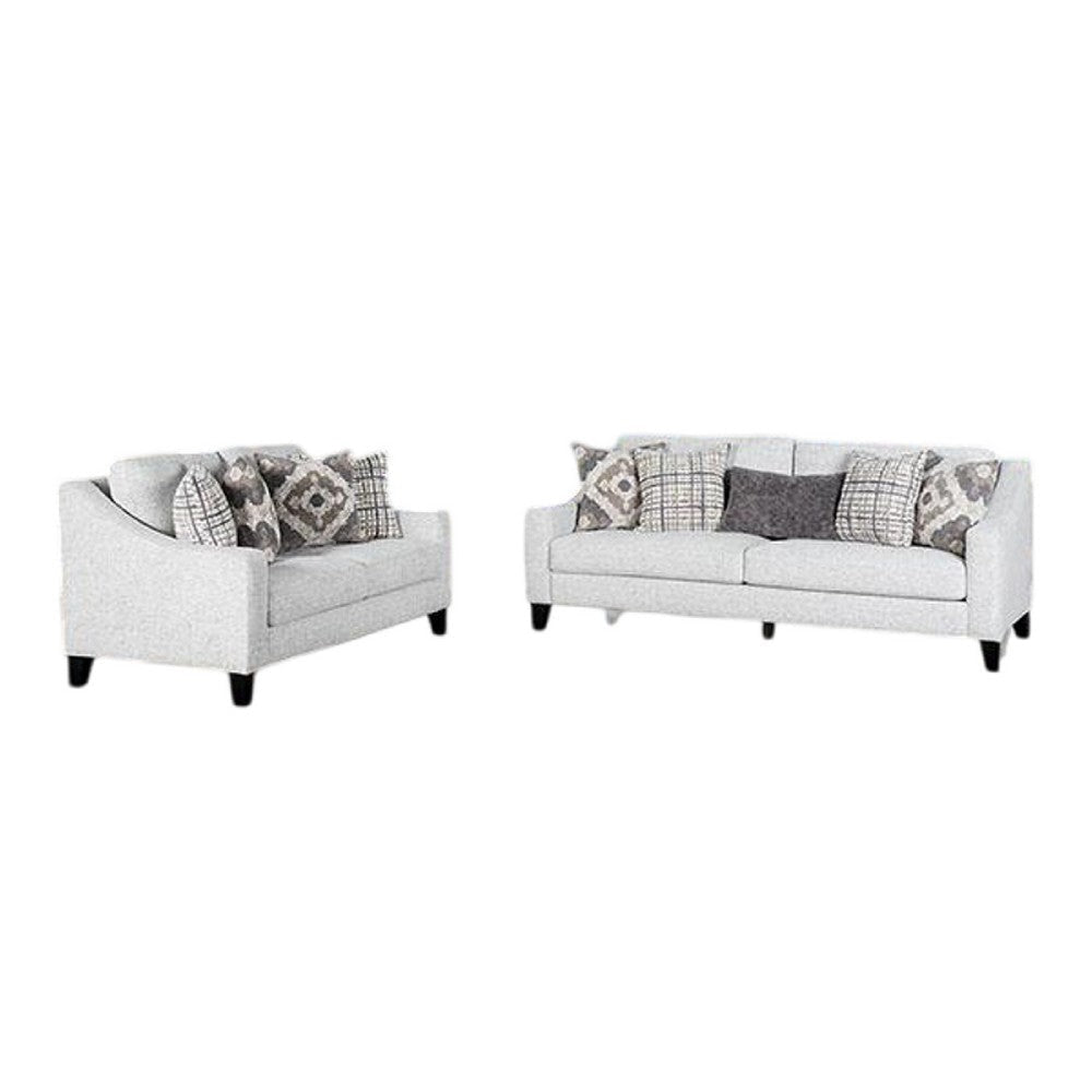 Riana 2pc Sofa Loveseat Set | 9 Accent Pillows | Modern White Black