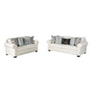 Berrie 2pc Sofa Loveseat Set | 9 Throw Pillows Modern White Polyester