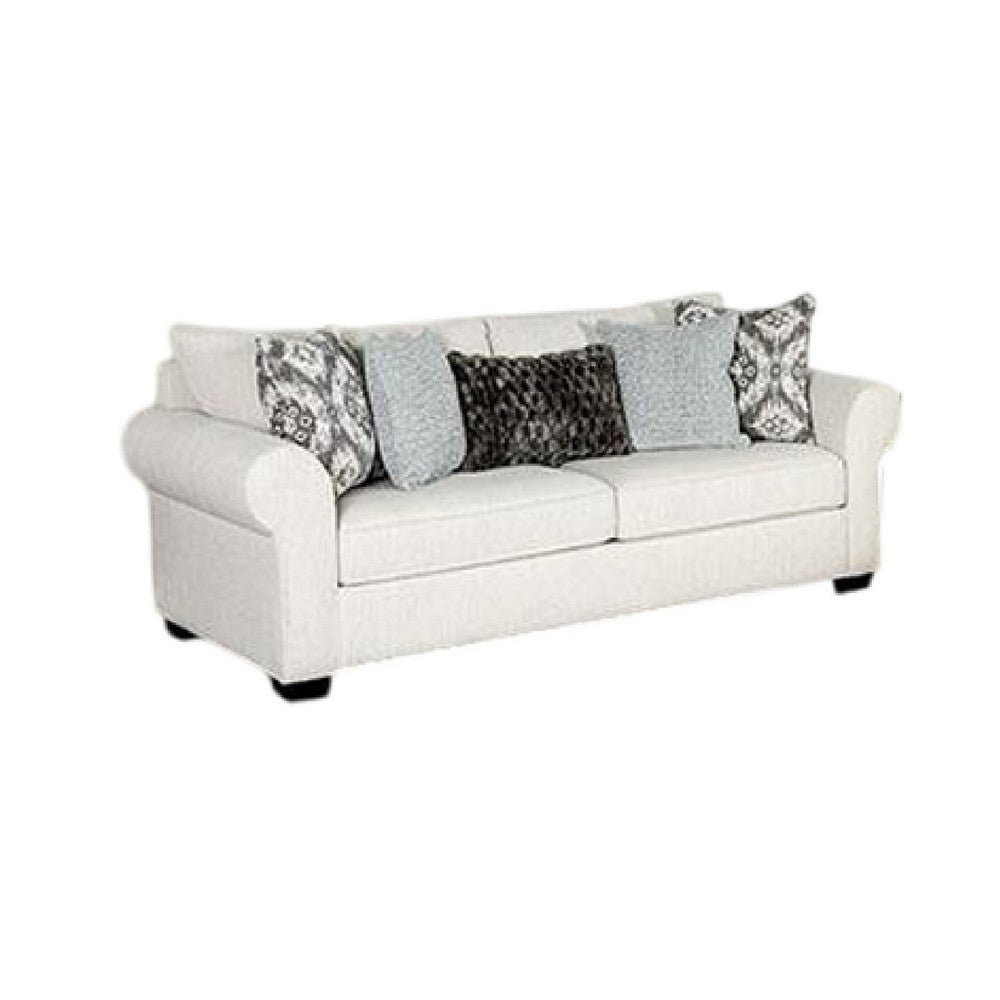 Berrie 2pc Sofa Loveseat Set | 9 Throw Pillows Modern White Polyester BM333527