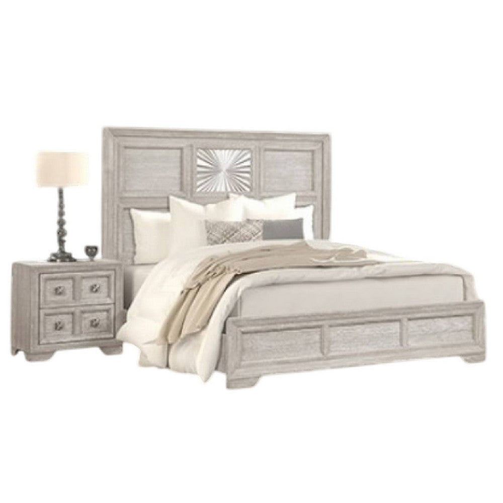 Diaz 4pc Queen Size Bedroom Set | Dresser Mirror | Sunburst Light Gray BM333529