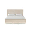 Rozie King Bed with Panel Style Headboard | Metal Legs Light Oak Wood