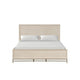 Rozie King Bed with Panel Style Headboard | Metal Legs Light Oak Wood