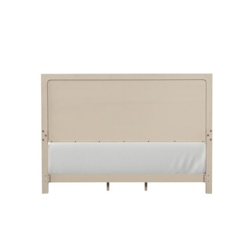 Rozie King Bed with Panel Style Headboard | Metal Legs Light Oak Wood