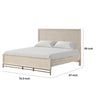 Rozie King Bed with Panel Style Headboard | Metal Legs Light Oak Wood