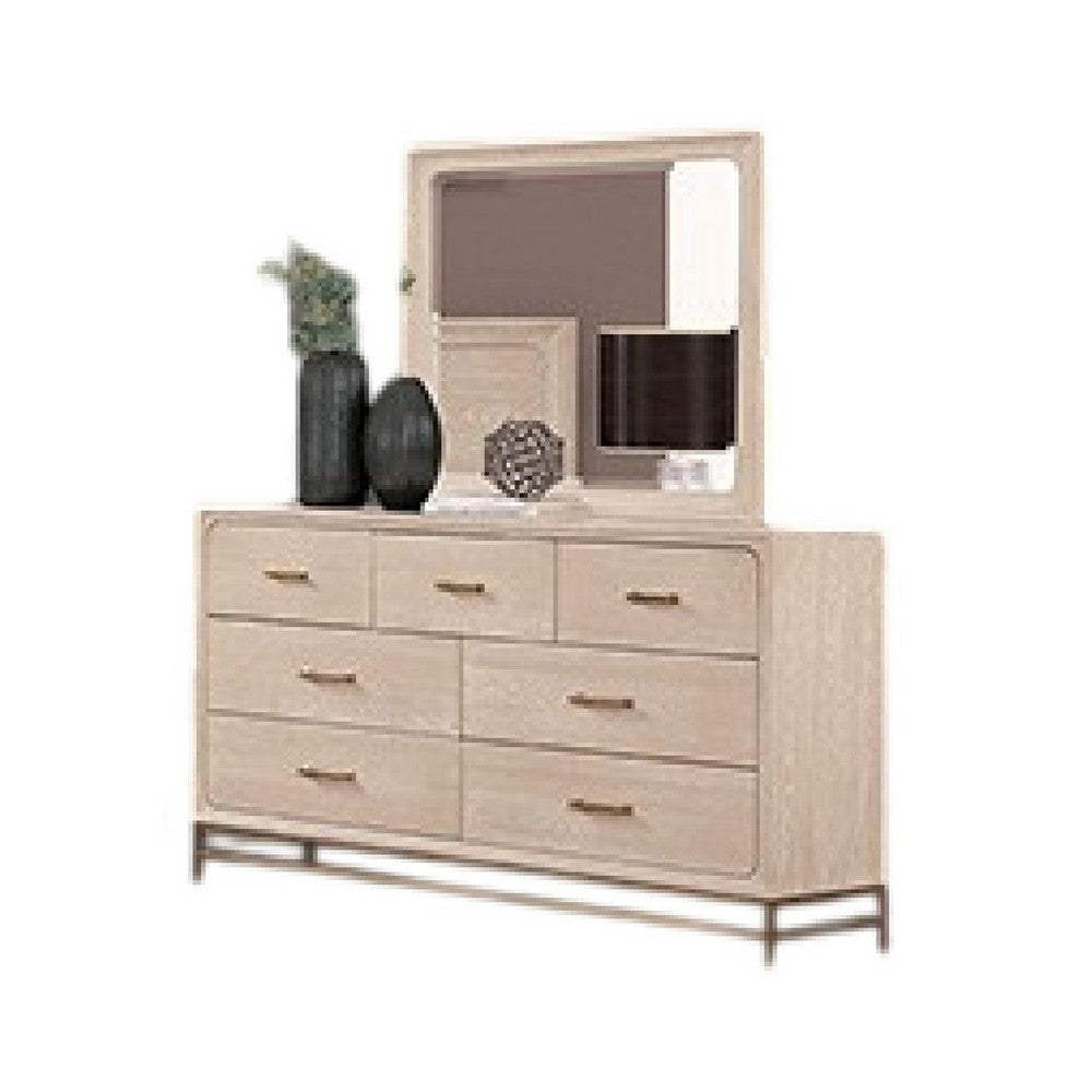 Rozie 4pc Queen Bedroom Set | Beveled Mirror Dresser | Oak Brown Wood BM333534