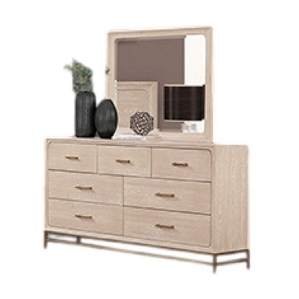 Rozie 5pc Queen Bedroom Set Dresser Mirror 2 Nightstands Light Oak BM333535