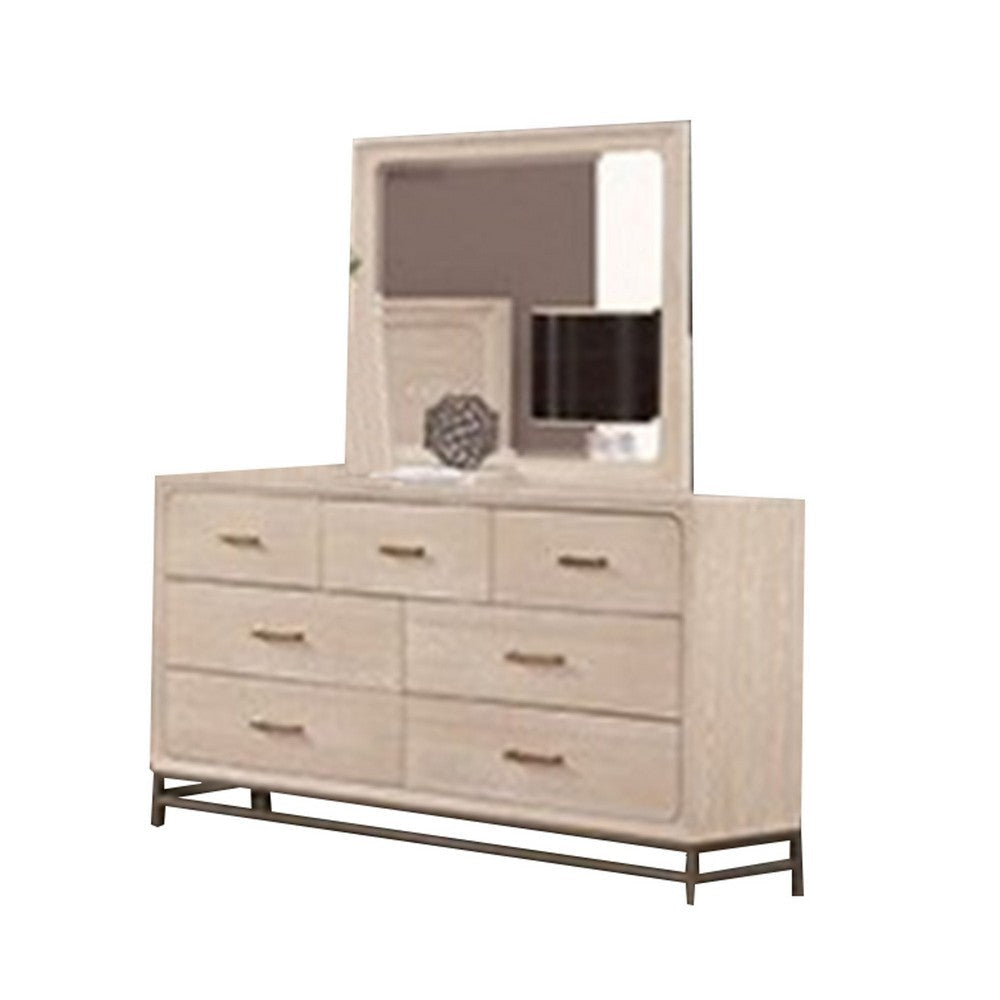 Rozie 5pc Queen Bedroom Set | Chest | Dresser Mirror | Light Oak Brown BM333536