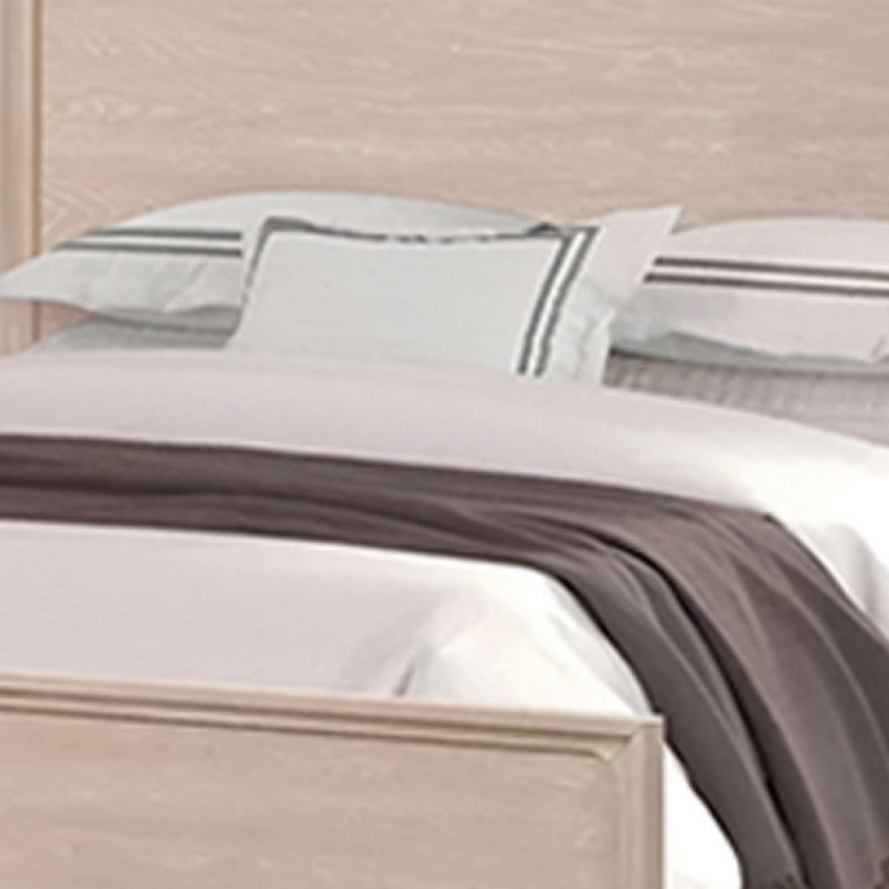 Rozie Queen Bed | Panel Style Headboard | Light Oak Brown Solid Wood