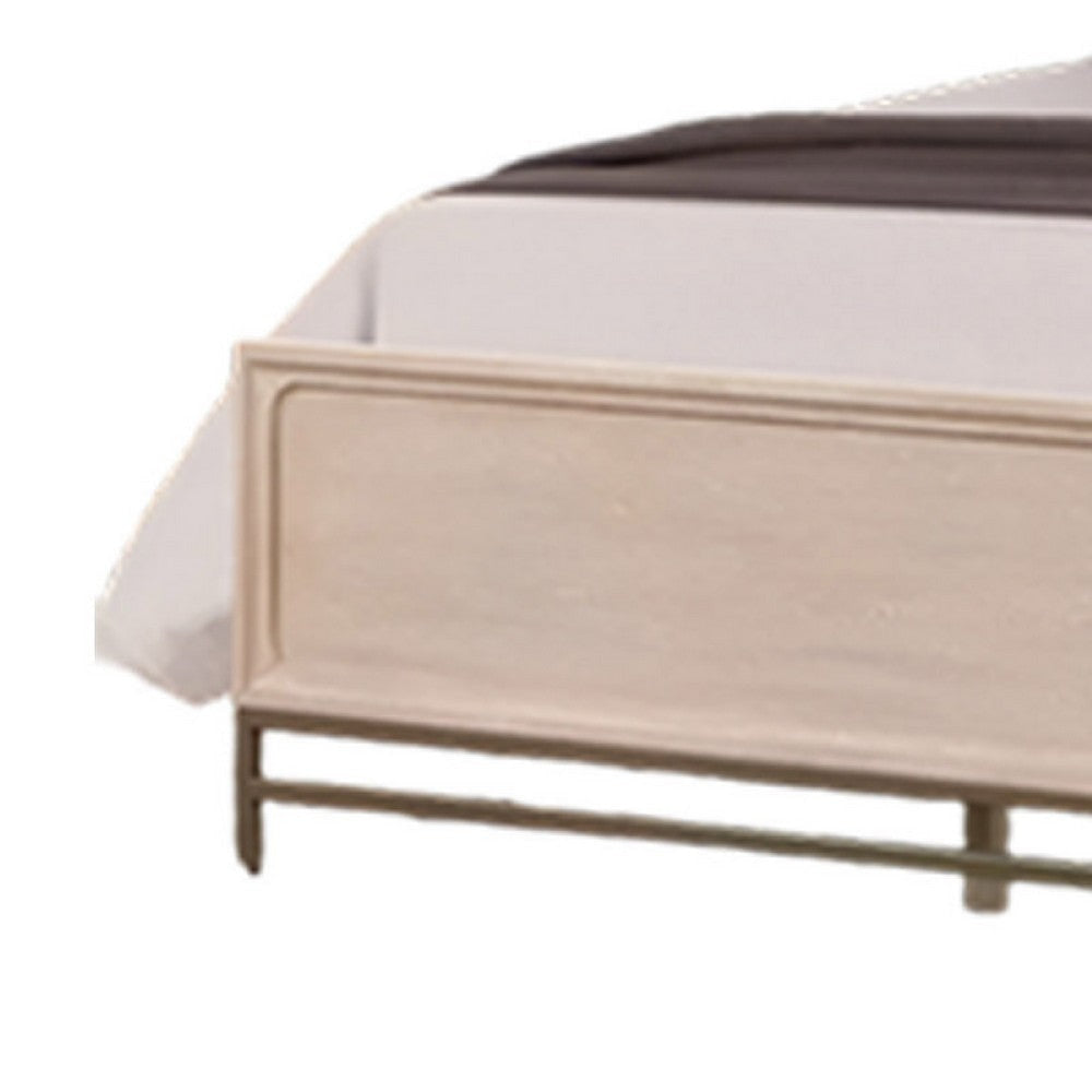 Rozie Queen Bed | Panel Style Headboard | Light Oak Brown Solid Wood