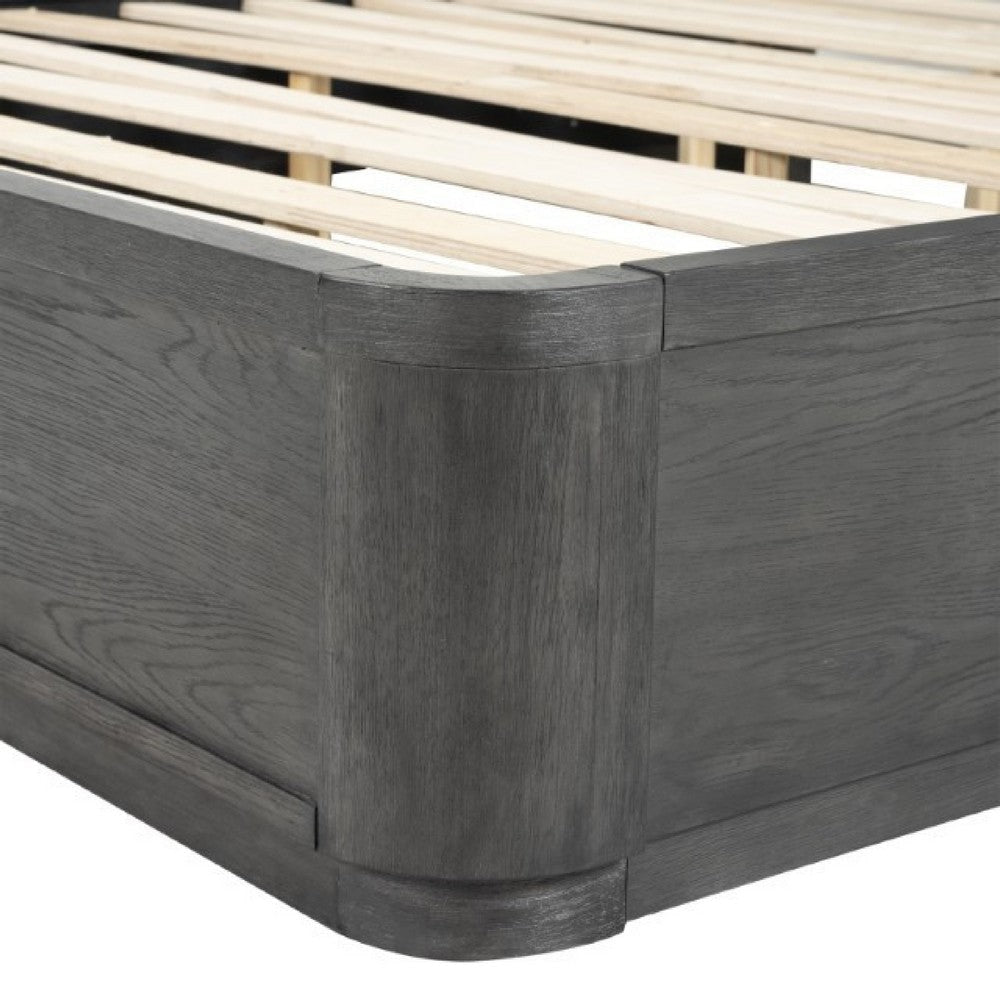 Zoko King Bed | Panel Style Headboard | Chrome | Ash Gray Solid Wood