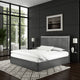 Zoko King Bed | Panel Style Headboard | Chrome | Ash Gray Solid Wood