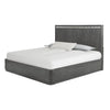Zoko King Bed | Panel Style Headboard | Chrome | Ash Gray Solid Wood