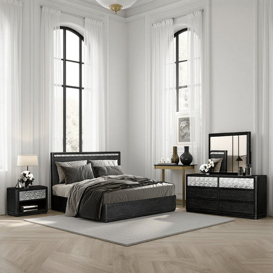 Zoko 4pc Queen Bedroom Set | USB Bedside Table | Ash Gray Wood