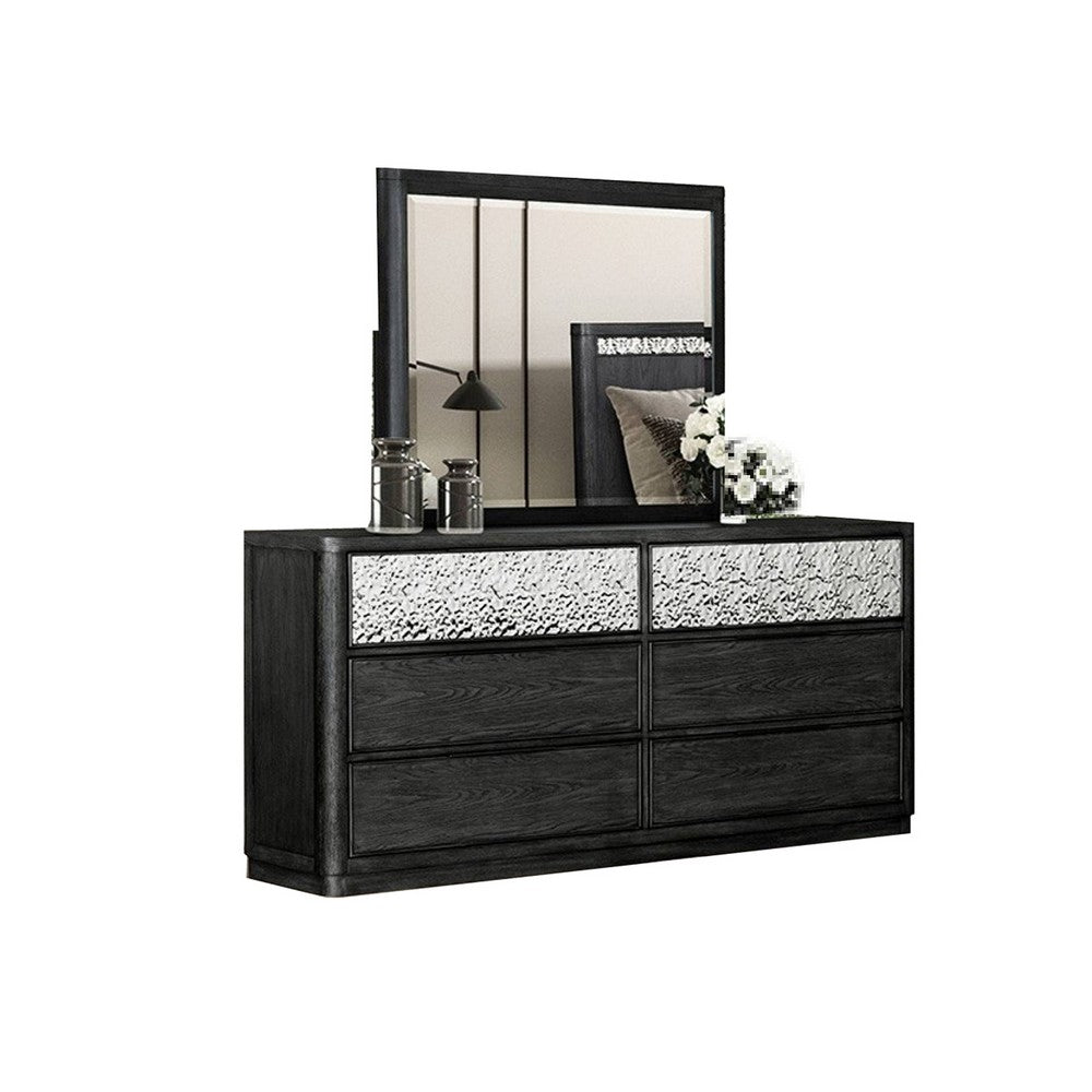 Zoko 4pc Queen Bedroom Set | USB Nightstand | Mirror | Ash Gray Wood