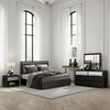 Zoko 4pc Queen Bedroom Set | USB Nightstand | Mirror | Ash Gray Wood