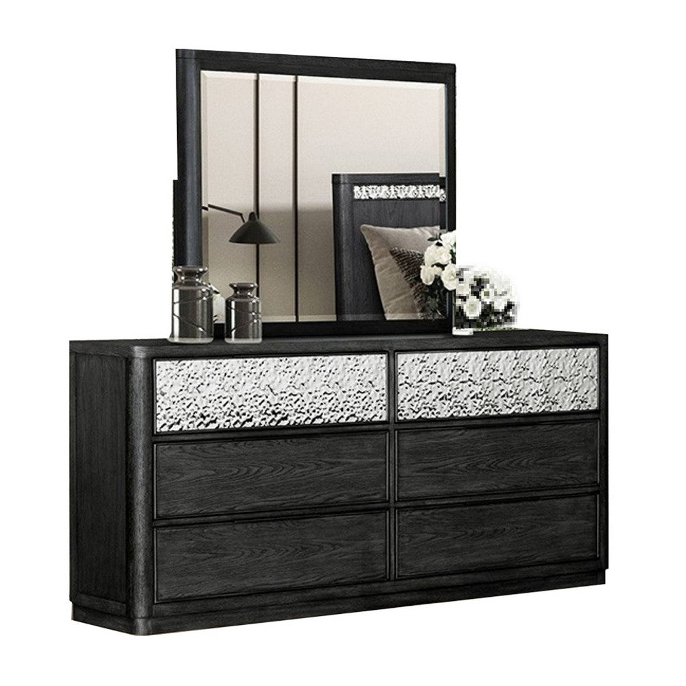 Zoko 5pc Queen Bedroom Set | 2 USB Nightstands | Dresser Mirror | Gray