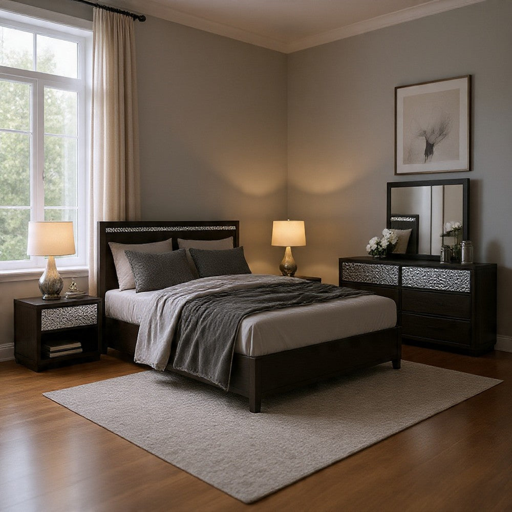 Zoko 5pc Queen Bedroom Set | 2 USB Nightstands | Dresser Mirror | Gray