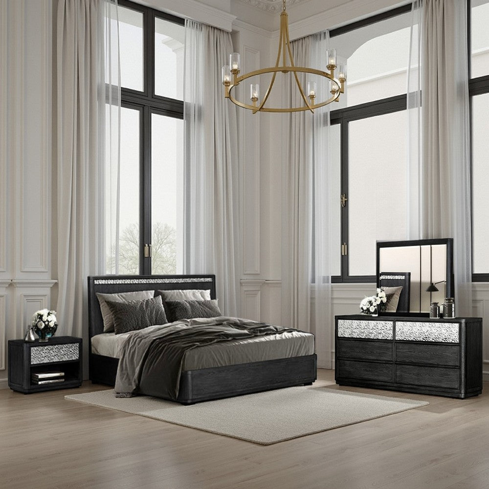Zoko 5pc Queen Bedroom Set | 2 USB Nightstands | Dresser Mirror | Gray