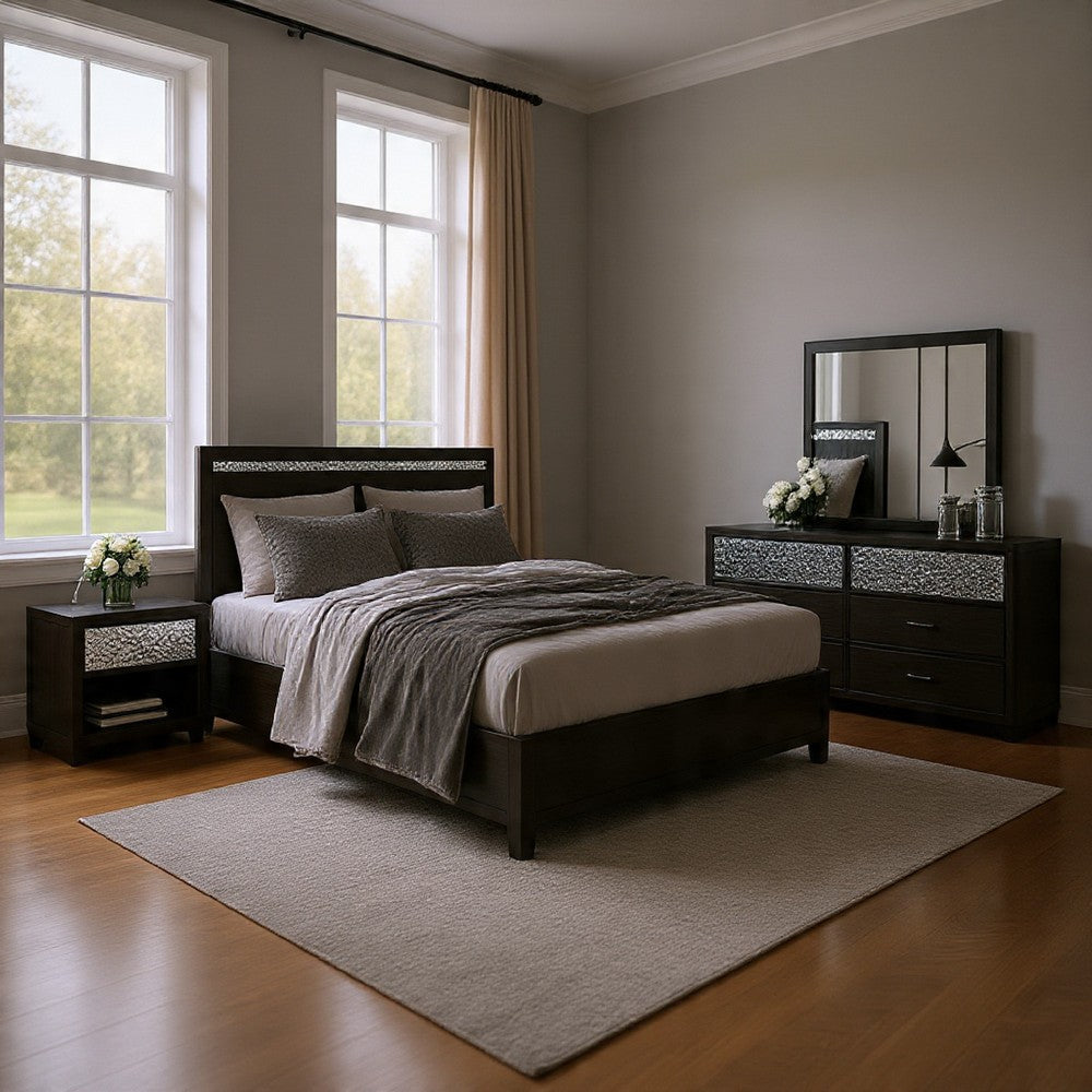 Zoko 5pc Queen Bedroom Set | 2 USB Nightstands | Dresser Mirror | Gray