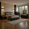 Zoko 5pc Queen Bedroom Set, USB Nightstand, Dresser Mirror, Gray Wood