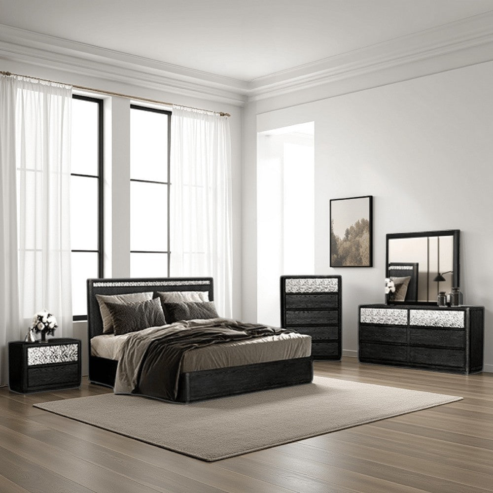 Zoko 5pc Queen Bedroom Set | USB Nightstand | Dresser Mirror Ash Gray