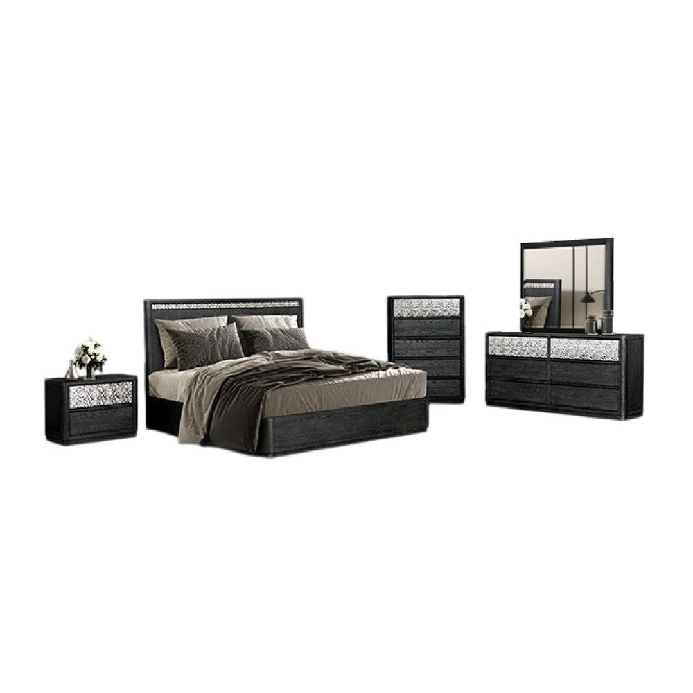 Zoko 5pc Queen Bedroom Set | USB Nightstand | Dresser Mirror Ash Gray