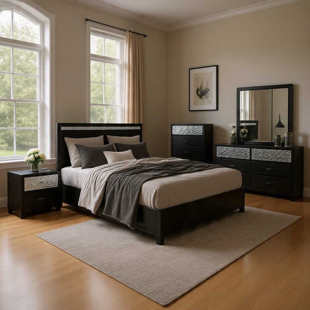 Zoko 5pc Queen Bedroom Set | USB Nightstand | Dresser Mirror Ash Gray