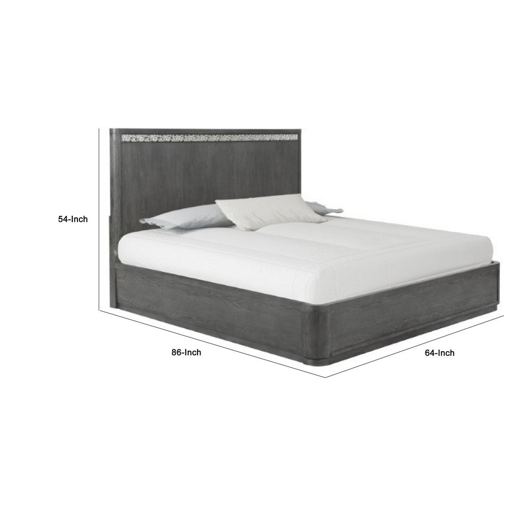 Zoko Queen Bed with Panel Style Headboard | Ash Gray Solid Wood Frame